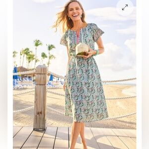 Talbots Voile Cotton Fit & Flare Pretty Primrose Dress 6